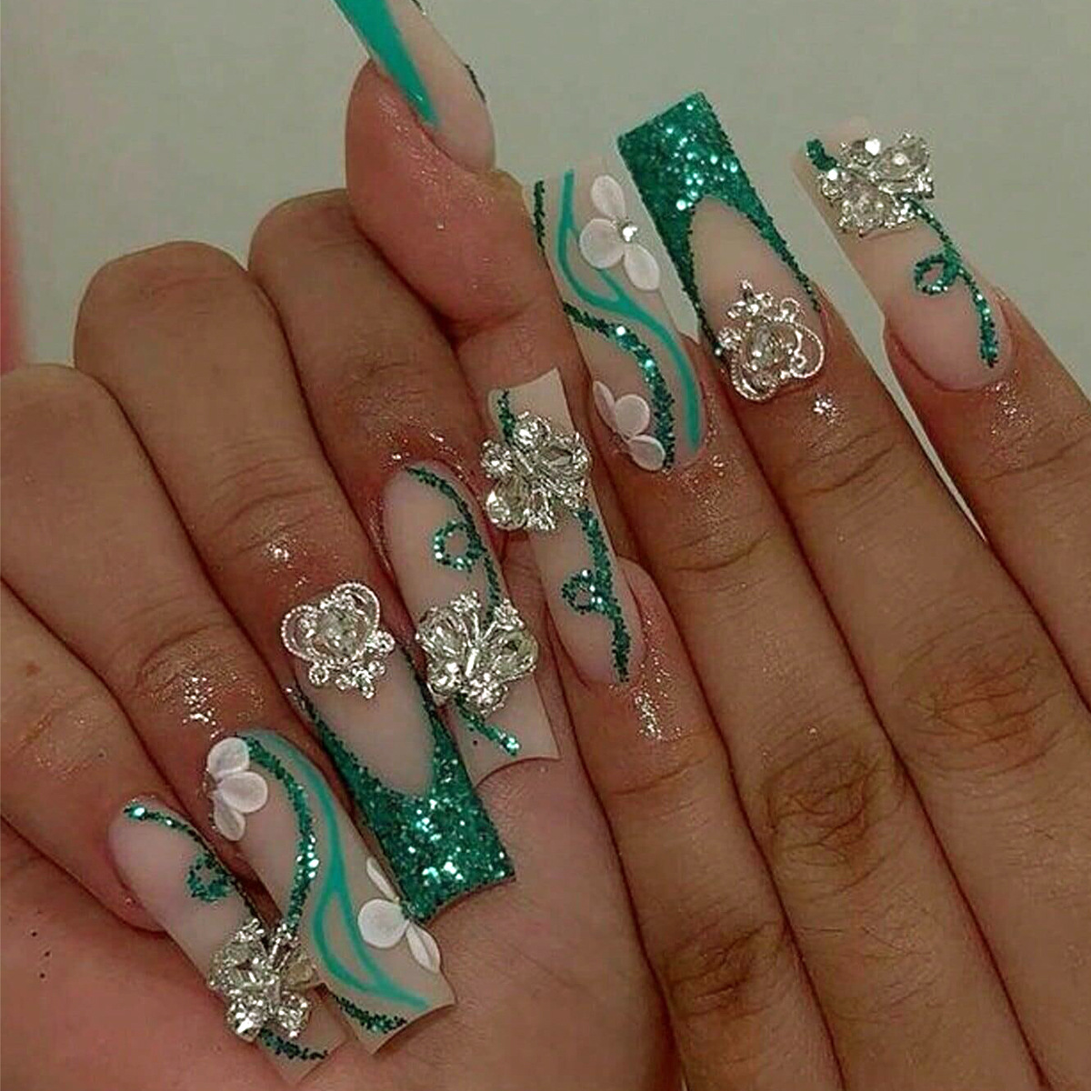 Nail Art French - تابوت طويل يضغط على الأظافر ،