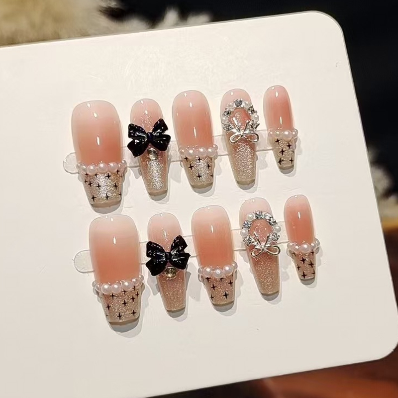 Nail Art French - 10 قطع من الأظافر الاصطناعية الفرنسية