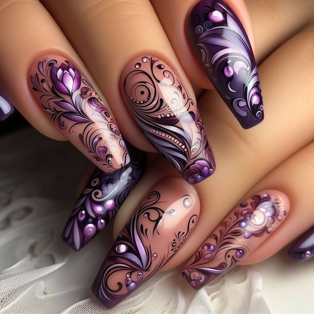 Nail Art Overlay - أظافر صناعية متوسطة الطول للنساء والفتيات