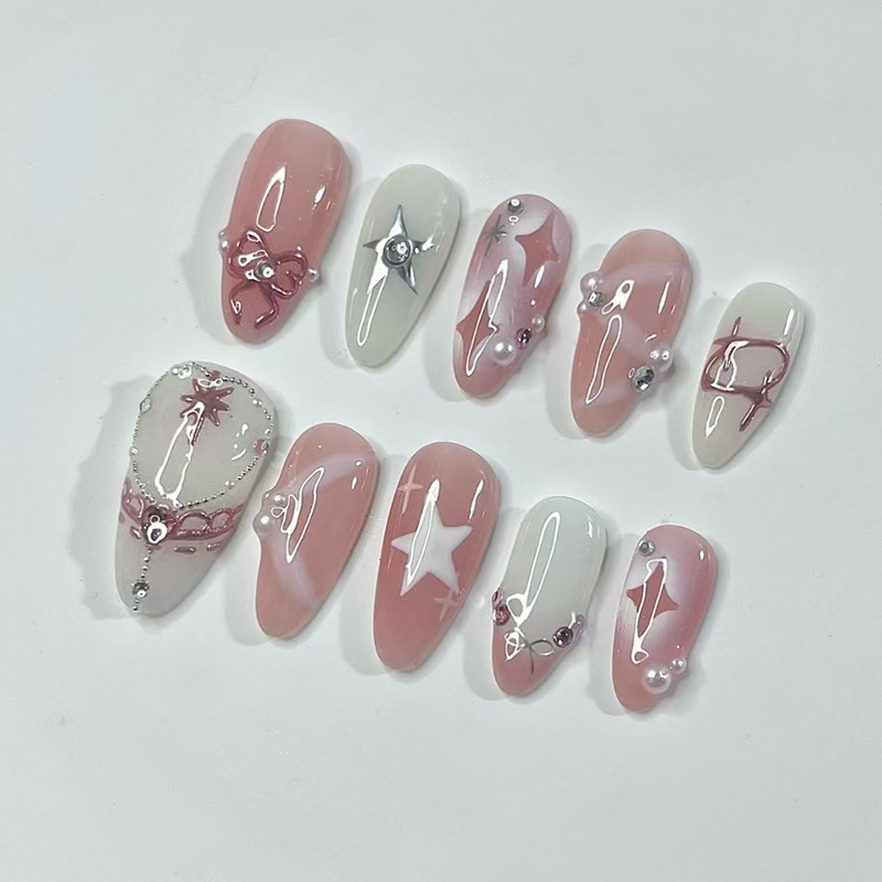 24 قطعة مجموعة أظافر اللوز الق - مراجعة Nail Art Overlay وسعره