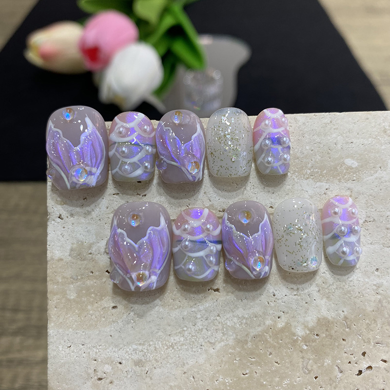 10 قطع أظافر صناعية متوسطة الط - مراجعة Nail Art French وسعره