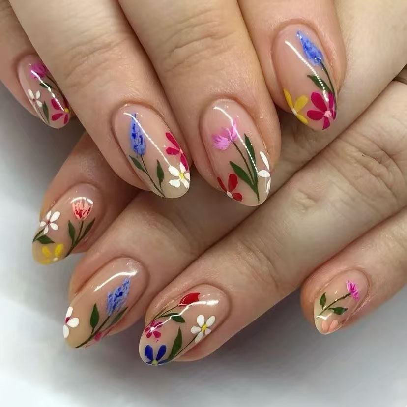 24 قطعة أظافر اللوز البسيطة نص - مراجعة Nail Art Oval وسعره
