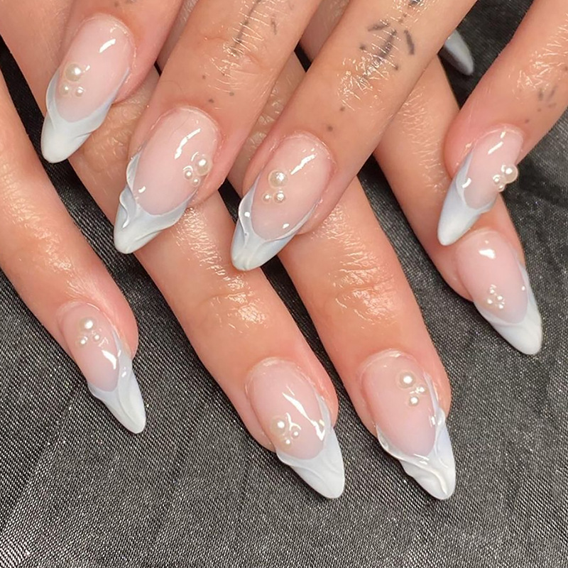 24 قطعة بسيطة الأخضر الفرنسية  - مراجعة Nail Art Oval وسعره