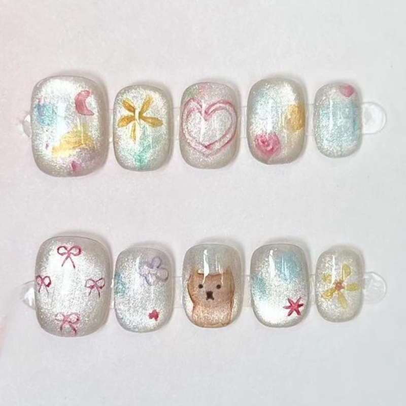 10 قطعة لطيف قصير مستدير اليدو - مراجعة Nail Art Overlay وسعره