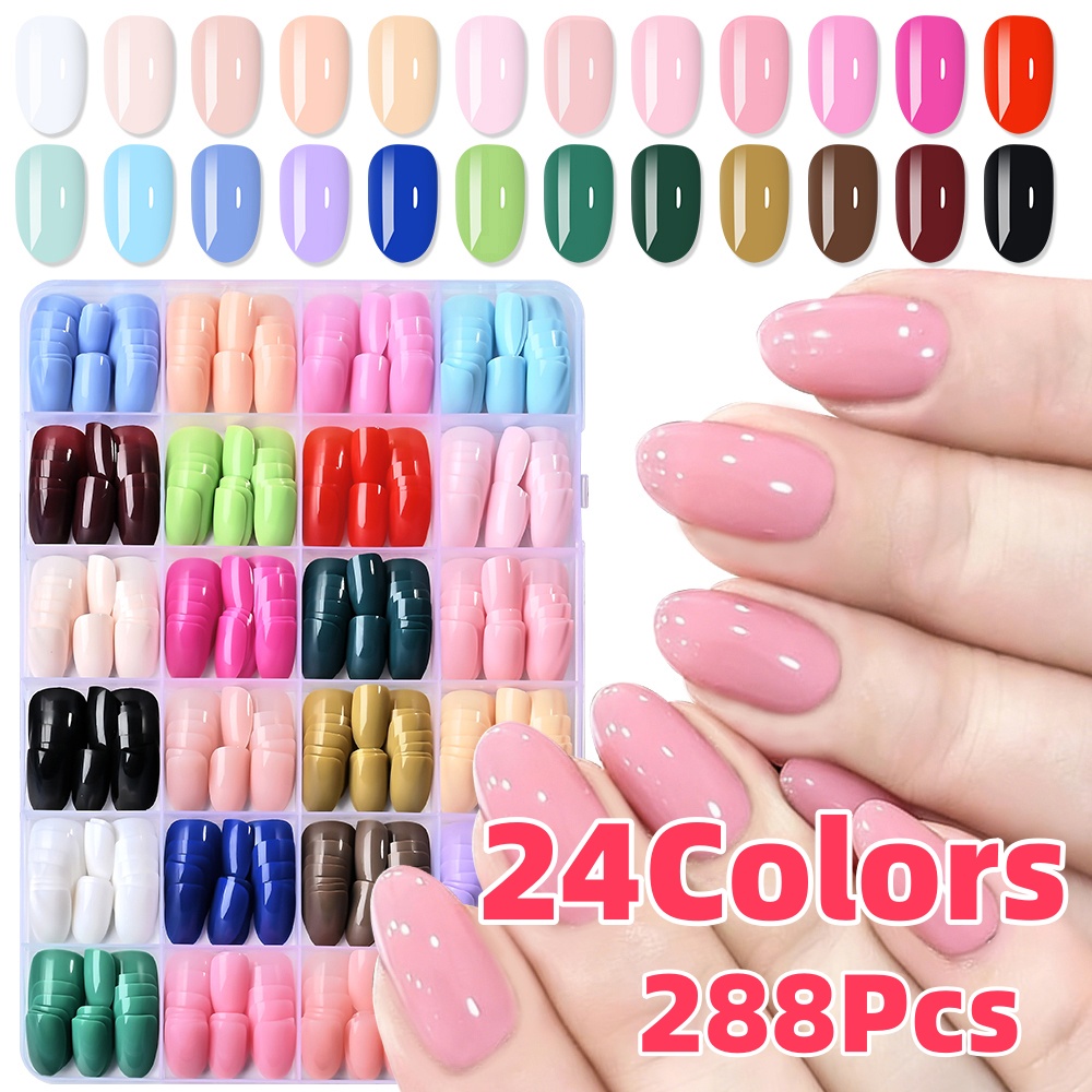 24 لونًا (288 قطعة) أظافر صناع - مراجعة Nail Art Oval وسعره